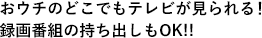 おウチのどこでもテレビが見られる！　録画番組の持ち出しもOK!!